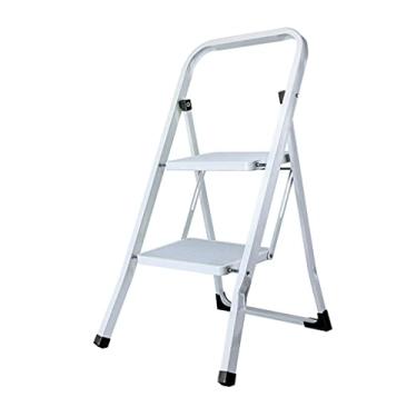 Imagem de Escadas dobráveis Escadas de 2 degraus Escada dobrável com corrimãos arredondados e pedal largo, escadas de metal com capacidade de 150 kg, escada resistente (cor: 2 peças) (1 peça)