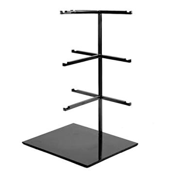 Imagem de Suporte de exibição de óculos de sol de aço inoxidável, suporte de óculos de mesa de varejo, vários suportes para pendurar óculos, organizador de óculos, vitrine de vidro (preto, 3 camadas)