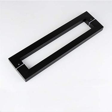 Imagem de Conjunto de maçanetas de vidro, puxador de barra dupla lateral de aço inoxidável resistente, puxador de porta de empurrar quadrado de loja, puxador retrô traseiro para porta de celeiro de madeira de