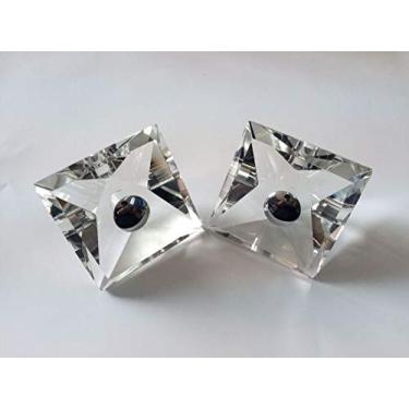 Imagem de Maçanetas quadradas/redondas de cristal kit de porta de madeira de vidro maçaneta de porta de banheiro puxador grande puxador de móveis 1 par (diâmetro: 100 mm) - (cor: quadrado) (quadrado)