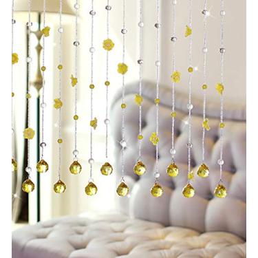 Imagem de Cortinas de cristal cortina de vidro rosa flor entrada corredor sala de estar cozinha 3 cores 20 tamanhos (cor: amarelo, tamanho: 1,2 m-25 artigos)