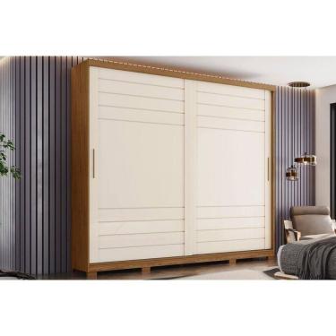 Imagem de Guarda Roupa Casal 2 Portas De Correr E 6 Gavetas C/ Pés Cayman Nature/off White - Henn