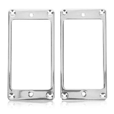 Imagem de ZJchao Quadro de Captador de Guitarra Elétrica, 2 Peças de Metal, Humbucker, Anel de Montagem, Substituição, Brilhante, Decorativo, Peça Diy para Guitarristas Luthiers (Prata)
