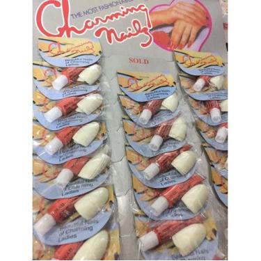 Imagem de Unha Postiça Branca Saquinho Com 10 Unidades E Uma Cola - oem