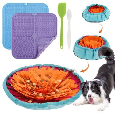 Imagem de HJJWNDDNG Conjunto de alimentação para cães com tapete de rapé, tapete de lamber para cães brinquedos interativos para manter os animais de estimação ocupados e reduzir a ansiedade (cor mista, 1)