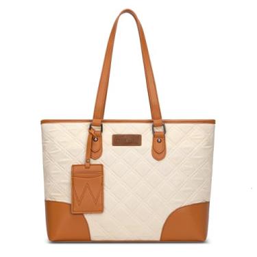 Imagem de Bolsa feminina Wrangler Puffer casual média acolchoada bolsa de ombro para trabalho escola bolsa bege WG391-2002BG