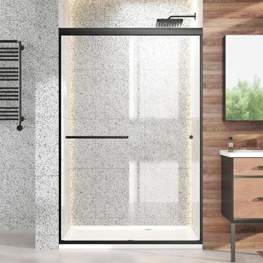 Imagem de BATHWILLER Porta de chuveiro deslizante dupla 111.8 cm-121.9 cm L x 182.9 cm A, porta de chuveiro de vidro de banheiro 1/4" (6 mm) vidro temperado transparente com nano revestimento, ANSI Cerificado