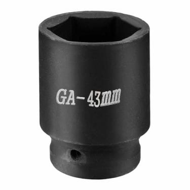 Imagem de HARFINGTON Soquete de impacto de 6 pontos 2,5 cm soquete métrico de 43 mm CR-V soquete sextavado de eixo de aço para reparo de porcas de eixo de máquina, preto