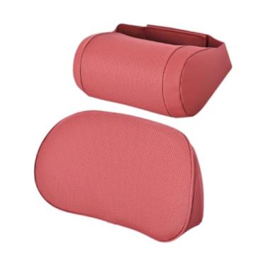 Imagem de KiBcsLic Almofada de apoio lombar e almofada de pescoço para carro, encosto de cabeça e para as costas, acessórios automotivos macios ergonômicos, Vermelho