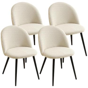 Imagem de Buenanir Conjunto de 4 capas de cadeira de sala de jantar, modernas, de meados do século, capas para cadeira de jantar, costas curvadas, capas de cadeira sem braços para cozinha, escritório, sala de