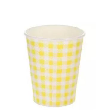 Imagem de Copo papel Xadrez Junina Amarelo Biodegradável - 10 un - 270 ml - Silv