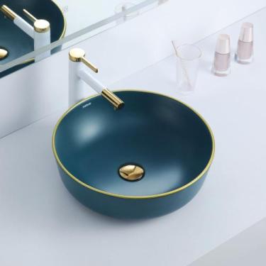 Imagem de Cuba Deend De Cerâmica Rotonda VerdeDorato Banheiro 42x42x13cm