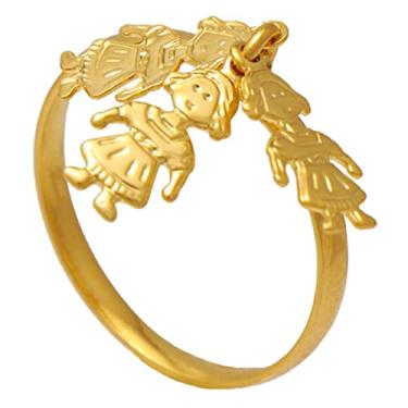 Imagem de Anel com Pingente de Três Meninas Folheado a Ouro 18K Softjoias (21)