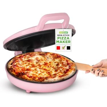 Imagem de NutriChef Máquina de pizza de bancada, panela elétrica antiaderente de 1500 W, faz pizzas pessoais de 30 cm, faixa de temperatura de 80 a 204 °C, forno de pizza interno, combo de fritadeira a ar e