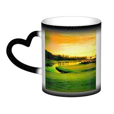 Imagem de Copo de café divertido para campo de golfe, copo de cerâmica com mudança de cor sensível ao calor 12 Oz, para café/chá/leite/cacau, para adolescente/aniversário/festival/presentes