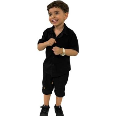 Imagem de Conjunto Infantil Mauricinho Menino Em Linho Social Bermuda - Rugido K