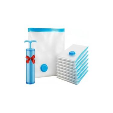 Imagem de Saco a Vácuo para Organização de Roupas, 70x100 cm, PVC, Impermeável, Reutilizável, Reduz até 3x o Volume, 1 Unidade