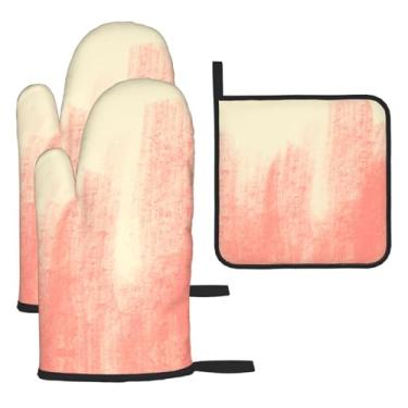 Imagem de Fundo manchado – Conjunto de cozinha essencial com 3 peças, luvas resistentes ao calor e aderência da tampa, proteção para churrasco no forno, design de armazenamento suspenso.