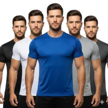 Imagem de Kit 5 Camiseta Dry Fit Masculina Antiodor Evaporação Rápida - Trendixx