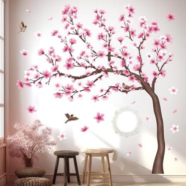 Imagem de DECOWALL Adesivos de parede SG4-2431 Árvore de cerejeira decalques quarto de crianças sala de estar flor ramo decoração rosa tv pássaros arte fundo descascar e colar