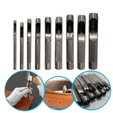 Imagem de Jogo Furador Perfurador de Couro Vazador Cinto Borracha 9 Peças Lugato