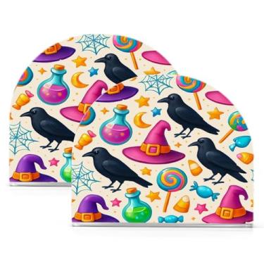 Imagem de Wassud Chapéus de bruxa coloridos porta-guardanapos de acrílico, dispensador de guardanapos de papel moderno em forma de U para mesa, cozinha, sala de jantar, bancada 2 peças (comporta 50-60