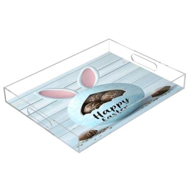 Imagem de STAYTOP Bandeja de acrílico para servir ovos de páscoa, 15,7 x 11,20 cm, bandejas decorativas à prova de derramamento, organizador de bancada para café da manhã, chá, comida, maquiagem