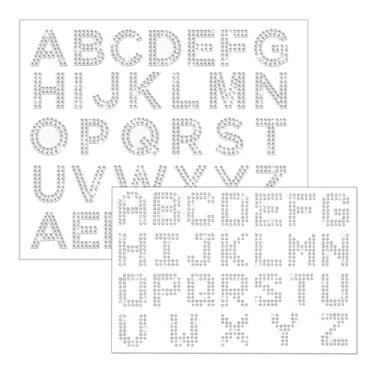Imagem de Adesivos de letras de strass, 2 folhas de adesivos brancos com glitter, adesivo holográfico do alfabeto de strass, número autoadesivo com glitter, adesivos de strass do alfabeto de cristal para