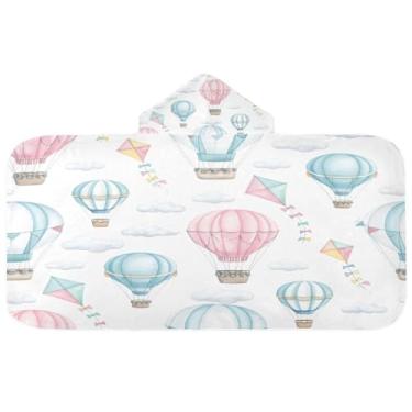 Imagem de CEBUGI Balões de ar quente toalha de banho com capuz para crianças toalha de banho macia absorvente envoltório com capuz 127 x 59,7 cm toalha de banho piscina praia para meninos meninas
