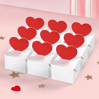 Imagem de 10 peças/conjunto com tema de dia dos namorados, caixa de presente de doces 3D em forma de coração, dobrável, caixa de embalagem de festa de casamento romântica, 18 x 13 cm