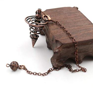 Imagem de Pissente Ferramenta de Adivinhação de Pêndulo Espiritual de Metal, Dowsing Pêndulo para Cura Testes de Chakras Com 7,0 Em Cadeia Feita de Metal Durável (Bronze)