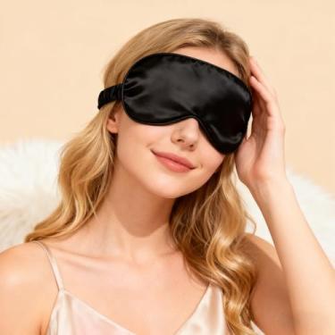 Imagem de Máscara de dormir para mulheres, máscaras de olhos com alça ajustável para dormir, cobertura de sombra para dormir com luz bloqueada para viagens e uso noturno, presentes preto