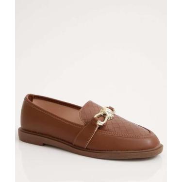 Imagem de Mocassim Loafer Feminino Bico Redondo Caramelo-86110 - NARA MARTINS, 3