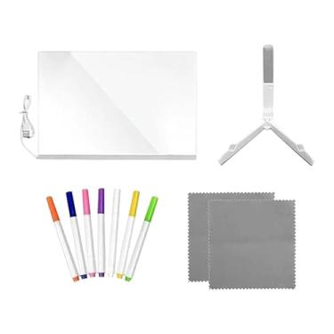 Imagem de CarpNettore Quadro de LED com Suporte, Ideal para Escrever E Desenhar, com 7 Marcadores Incluídos, Perfeito para Mesa de Cabeceira, Quarto Ou Aniversário, 30cm x 20cm