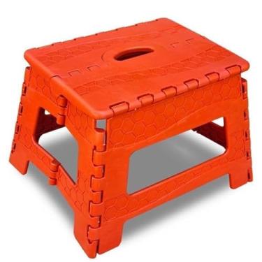 Imagem de Banqueta Dobrável Resistente 100kg Grande e Pequena | Banco Portátil para Camping, Pesca, Praia e Piquenique(PEQUENA LARANJA)