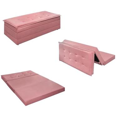 Imagem de Puff Vira Cama Casal Para Descanso - Rosa