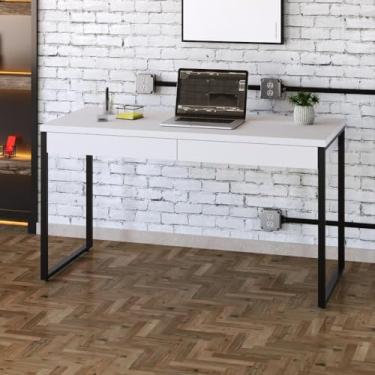 Imagem de Mesa Kuadra Office 135x60x75cm C/02 Gavetas Branco Chess/Est.preta