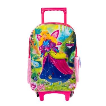 Imagem de Mochila de Rodinhas Infantil Princess, Rosa, Poliéster, 40x30x14.5cm, 17 Litros, Tema Princesa, com Alça Retrátil