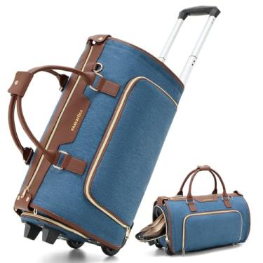 Imagem de Fanwoli Bolsa de mão com rodinhas para viagem, bagagem com rodas 3 em 1 com armazenamento de sapatos e organizador destacável, bolsa esportiva conversível para homens e mulheres, viagens de negócios