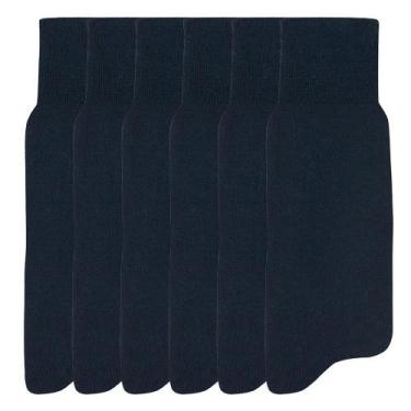 Imagem de Kit 6 Meias Mash Social Cano Longo Algodão Lisa Masculina 231.05, Azul