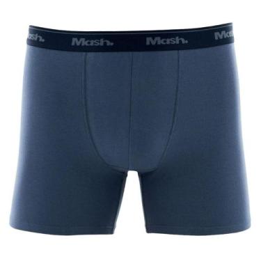 Imagem de Cueca Boxer Longa Mash Masculina Cotton Algodão Elástico, P, Azul jean
