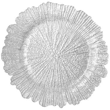 Imagem de Prato de carregador grande de vidro decorativo de 34,3 cm para jantar fino em casa ou profissional – Para eventos de buffet, jantares, festas e casamentos