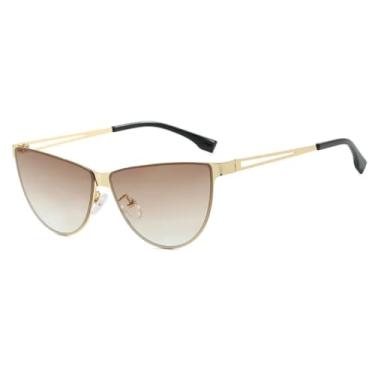 Imagem de Óculos de Sol Femininos de Luxo e Sensuais com Formato Olho de Gato, Estilo Retrô Punk, Armação Vazada, Proteção UV400 (Marrom)