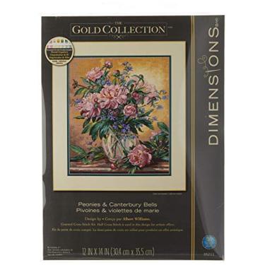 Imagem de Dimensions Kit de ponto cruz contado da Gold Collection, vaso floral, 18 unidades, marfim Aida, 30,5 cm x 35,5 cm