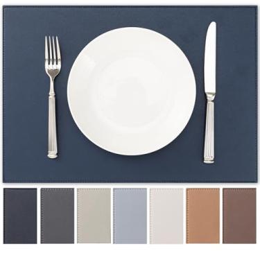 Imagem de Baroyal Jogo americano de couro sintético, conjunto de 6 tapetes de mesa laváveis e limpáveis de vinil para cozinha, mesa de jantar, resistente ao calor, à prova d'água, moderno, interno/externo