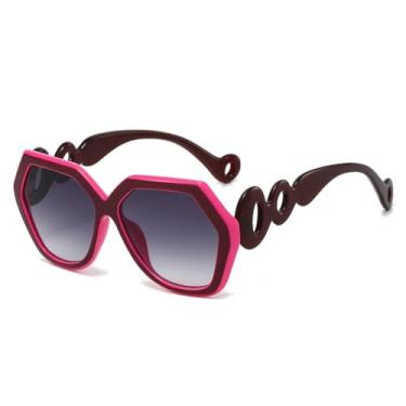 Imagem de Óculos de Sol Femininos Trend Retro Gradient Hexagonal com Armação Irregular e Contraste de Personalidade (Roxo e Cinza)