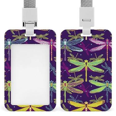 Imagem de Porta-crachá de identificação roxo sem costura com cordão, suporte de cartão de plástico com clipe removível para estudante, professor, enfermeira, escritório, 11 x 6,9 cm