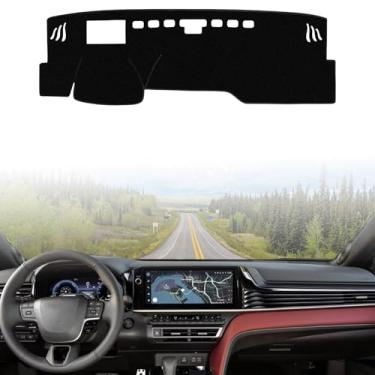Imagem de BoxCheer Capa de painel adequada para Toyota Camry 2025 (com HUD) Capa de painel de carro tapete de viseira de sol antiderrapante acessórios de painel de poliéster (preto)