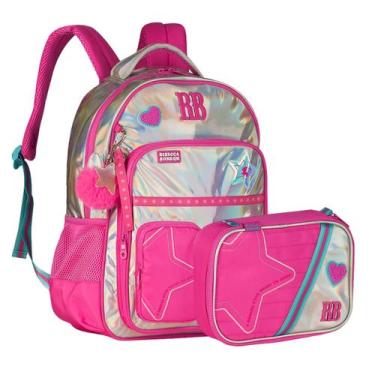 Imagem de Kit Mochila Rebecca Bonbon Clio Metalizado Costas Cor:KIT-LilásQuadrad