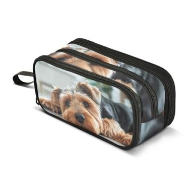 Imagem de Bolsa de lápis de grande capacidade, estojo com zíper, grandes para meninos, adolescentes, meninas, faculdade, ensino médio, material de escritório, bolsa de armazenamento de lápis para cães Airedale